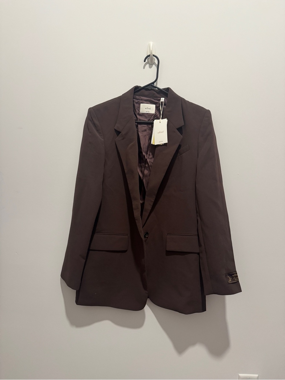 Aritzia Dark Brown Single-Button Tailored Blazer